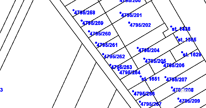Parcela st. 4795/262 v KÚ Čejkovice, Katastrální mapa
