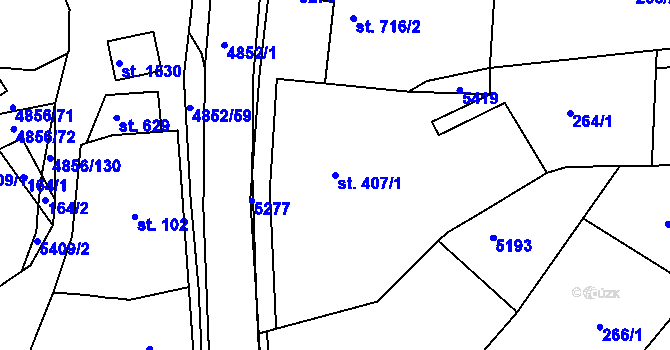 Parcela st. 407/1 v KÚ Čejkovice, Katastrální mapa