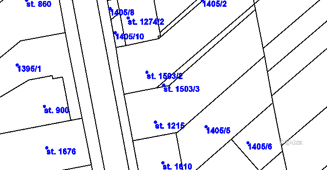 Parcela st. 1503/3 v KÚ Čejkovice, Katastrální mapa