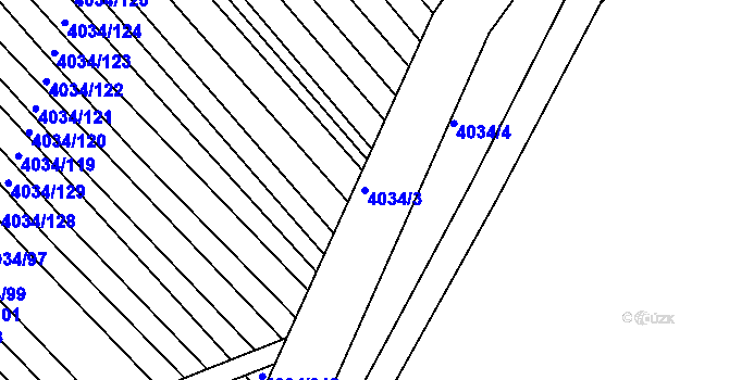 Parcela st. 4034/3 v KÚ Čejkovice, Katastrální mapa