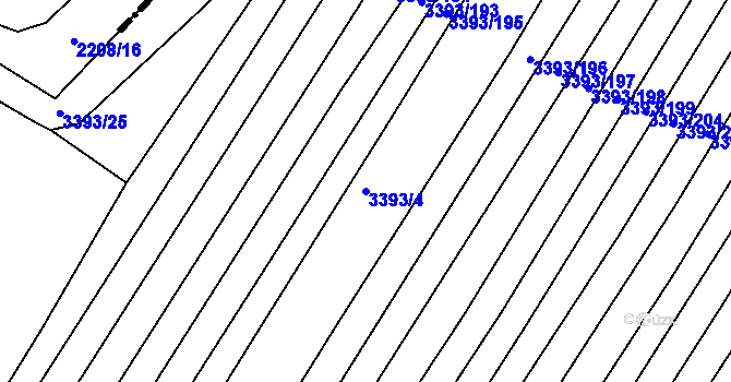 Parcela st. 3393/4 v KÚ Čejkovice, Katastrální mapa