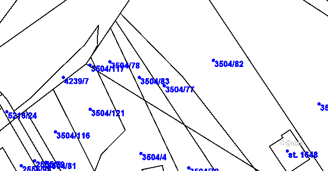 Parcela st. 3504/77 v KÚ Čejkovice, Katastrální mapa