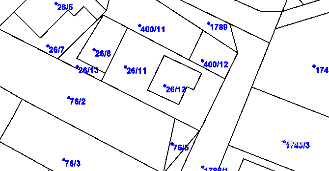 Parcela st. 26/12 v KÚ Čejkovice u Znojma, Katastrální mapa