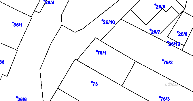 Parcela st. 76/1 v KÚ Čejkovice u Znojma, Katastrální mapa