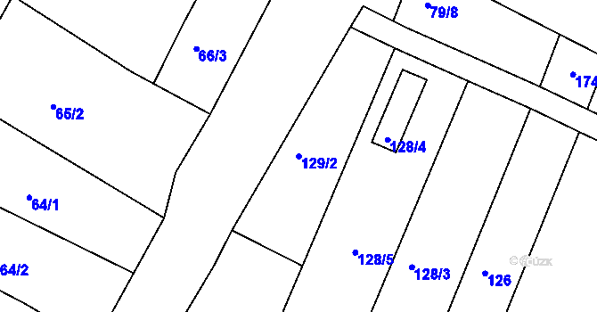 Parcela st. 129/2 v KÚ Čejkovice u Znojma, Katastrální mapa