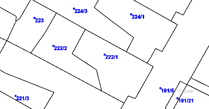 Parcela st. 222/1 v KÚ Čejkovice u Znojma, Katastrální mapa