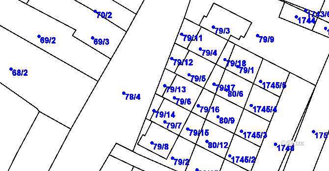 Parcela st. 79/13 v KÚ Čejkovice u Znojma, Katastrální mapa