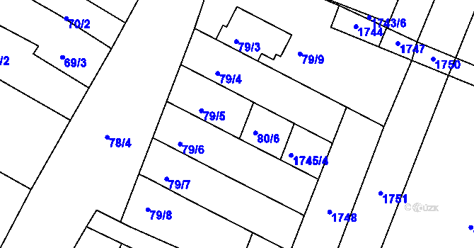 Parcela st. 79/17 v KÚ Čejkovice u Znojma, Katastrální mapa