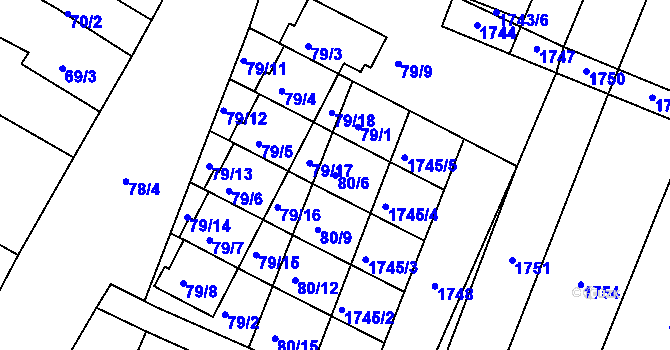 Parcela st. 80/6 v KÚ Čejkovice u Znojma, Katastrální mapa