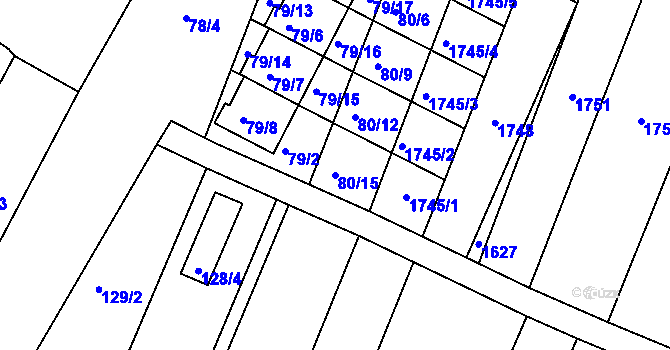 Parcela st. 80/15 v KÚ Čejkovice u Znojma, Katastrální mapa