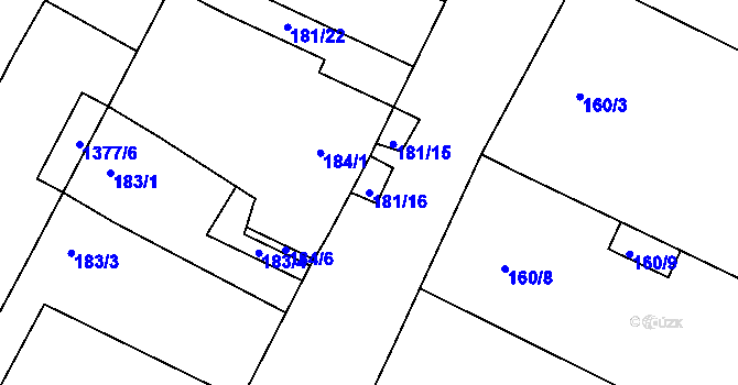 Parcela st. 181/16 v KÚ Čejkovice u Znojma, Katastrální mapa