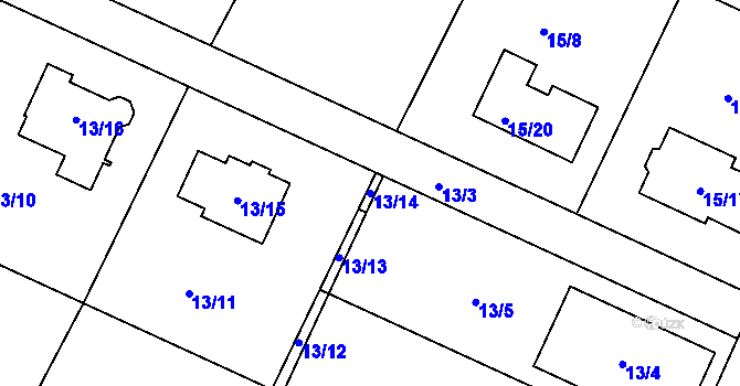 Parcela st. 13/14 v KÚ Čejkovice u Znojma, Katastrální mapa