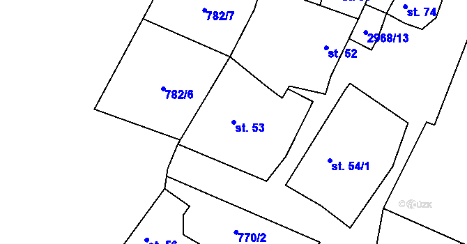Parcela st. 53 v KÚ Čejkovy, Katastrální mapa
