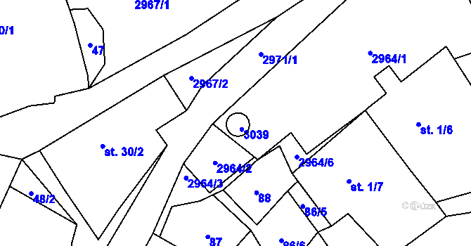 Parcela st. 75 v KÚ Čejkovy, Katastrální mapa