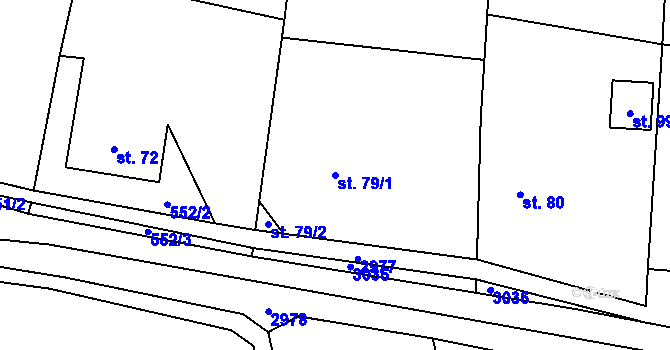 Parcela st. 79/1 v KÚ Čejkovy, Katastrální mapa