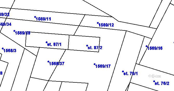 Parcela st. 87/2 v KÚ Čejkovy, Katastrální mapa
