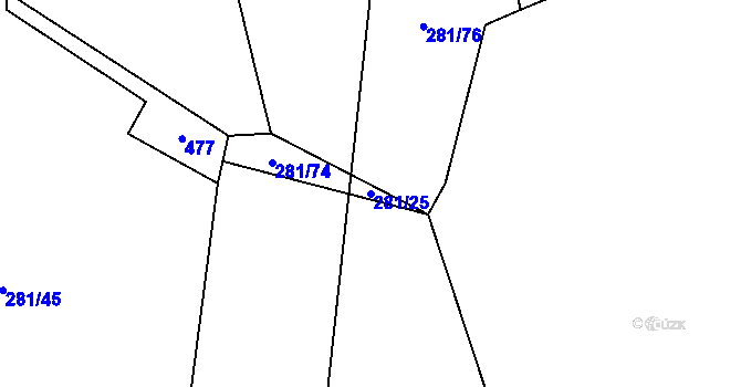 Parcela st. 281/25 v KÚ Čejkovy, Katastrální mapa
