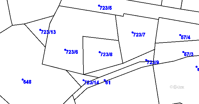 Parcela st. 723/8 v KÚ Čejkovy, Katastrální mapa