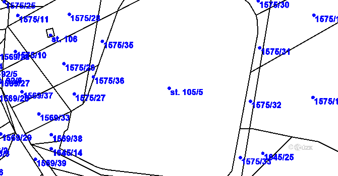 Parcela st. 105/5 v KÚ Čejkovy, Katastrální mapa
