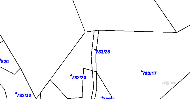 Parcela st. 782/25 v KÚ Čejkovy, Katastrální mapa