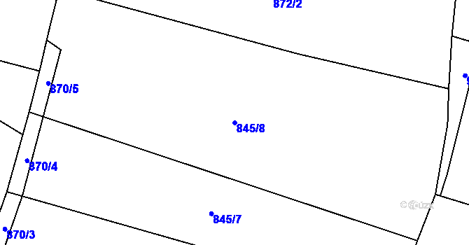 Parcela st. 845/8 v KÚ Čejkovy, Katastrální mapa