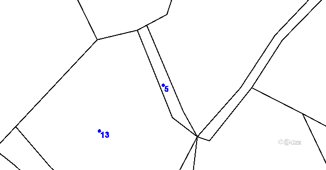 Parcela st. 5 v KÚ Zbynice, Katastrální mapa