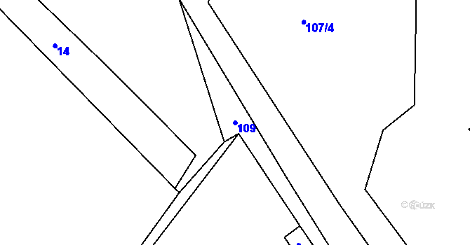 Parcela st. 109 v KÚ Zbynice, Katastrální mapa