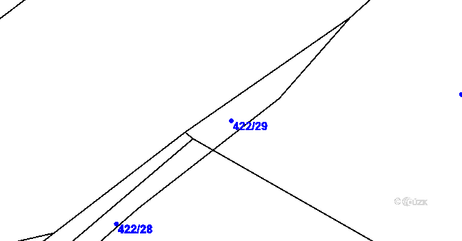 Parcela st. 422/29 v KÚ Zbynice, Katastrální mapa