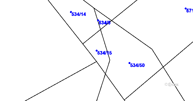 Parcela st. 534/15 v KÚ Zbynice, Katastrální mapa