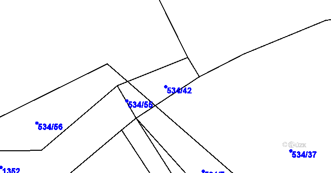 Parcela st. 534/42 v KÚ Zbynice, Katastrální mapa