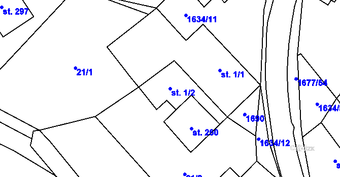 Parcela st. 1/2 v KÚ Čejov, Katastrální mapa