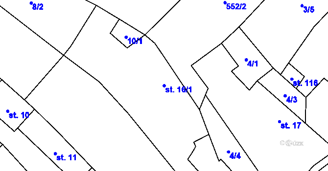 Parcela st. 16/1 v KÚ Čejov, Katastrální mapa