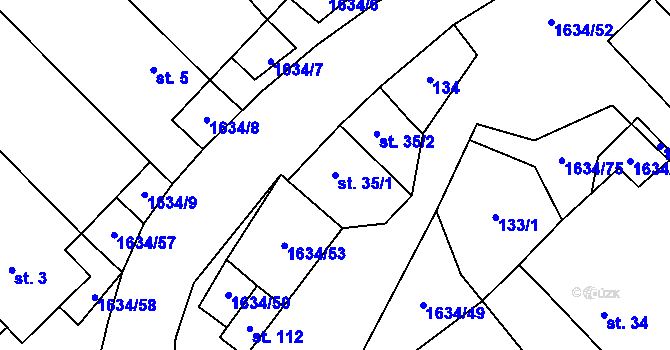 Parcela st. 35/1 v KÚ Čejov, Katastrální mapa