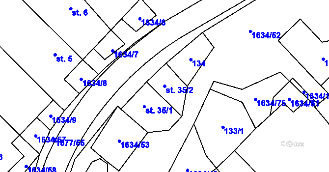 Parcela st. 35/2 v KÚ Čejov, Katastrální mapa