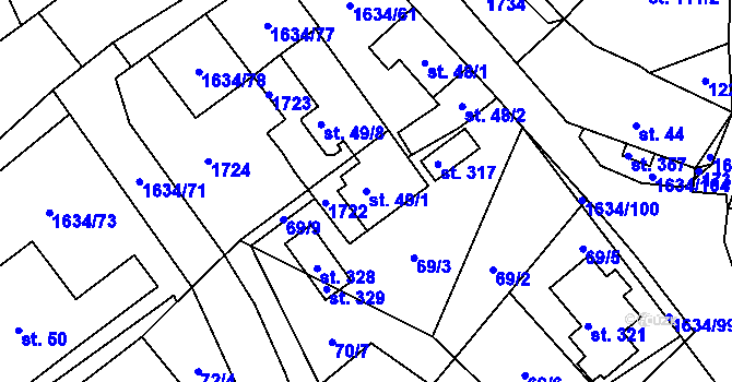 Parcela st. 49/1 v KÚ Čejov, Katastrální mapa