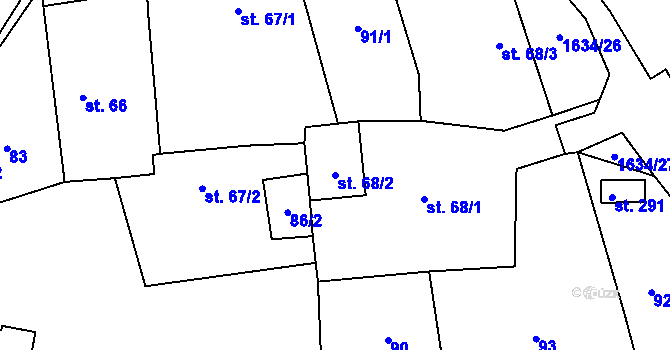 Parcela st. 68/2 v KÚ Čejov, Katastrální mapa