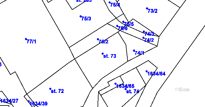 Parcela st. 73 v KÚ Čejov, Katastrální mapa