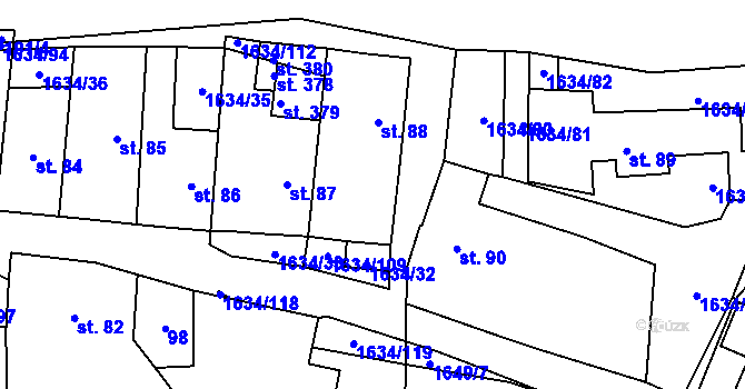 Parcela st. 88 v KÚ Čejov, Katastrální mapa