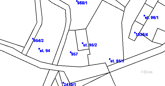 Parcela st. 95/2 v KÚ Čejov, Katastrální mapa