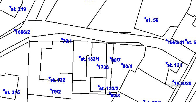 Parcela st. 133 v KÚ Čejov, Katastrální mapa