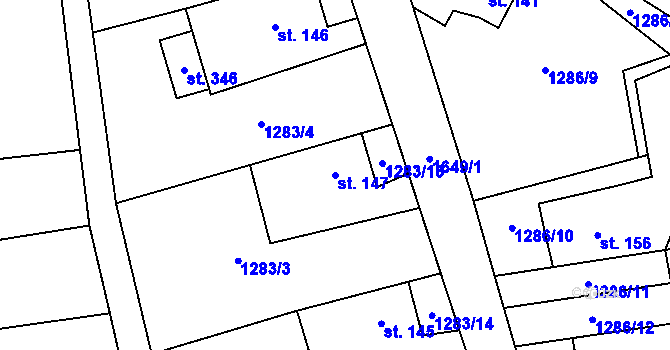 Parcela st. 147 v KÚ Čejov, Katastrální mapa