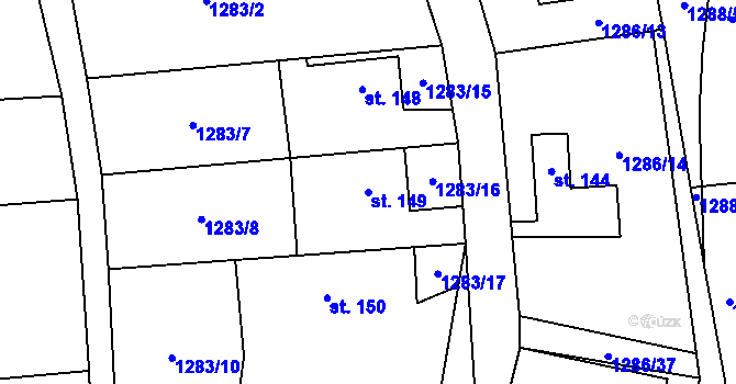 Parcela st. 149 v KÚ Čejov, Katastrální mapa