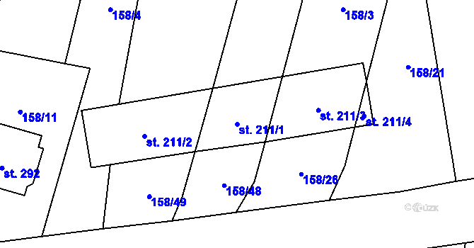 Parcela st. 211/1 v KÚ Čejov, Katastrální mapa