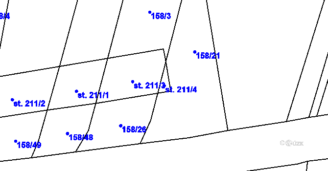 Parcela st. 211/4 v KÚ Čejov, Katastrální mapa