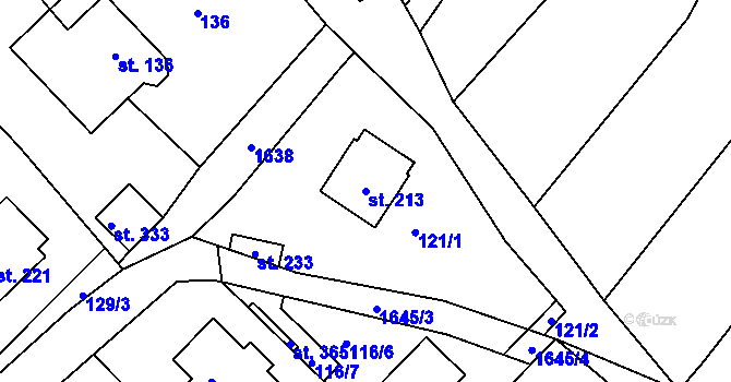 Parcela st. 213 v KÚ Čejov, Katastrální mapa