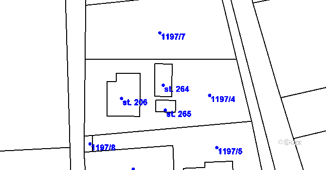 Parcela st. 264 v KÚ Čejov, Katastrální mapa