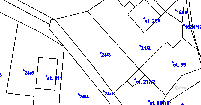 Parcela st. 24/3 v KÚ Čejov, Katastrální mapa