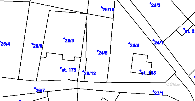 Parcela st. 24/5 v KÚ Čejov, Katastrální mapa