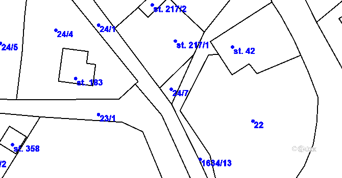 Parcela st. 24/7 v KÚ Čejov, Katastrální mapa
