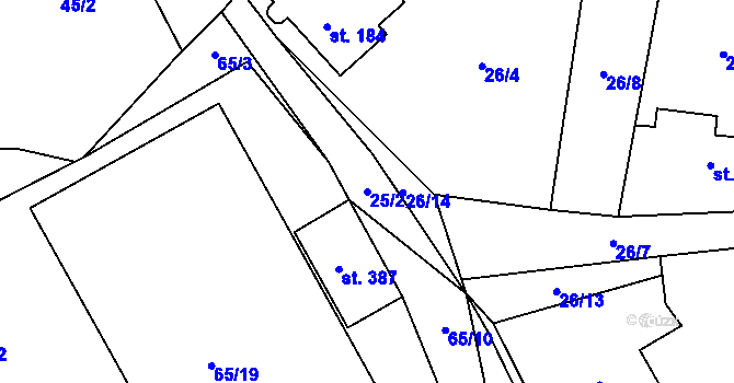 Parcela st. 25/2 v KÚ Čejov, Katastrální mapa